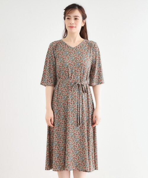 LAURA ASHLEY(ローラアシュレイ)の「【大好評!WEB限定/5分袖/洗える/ジャージ素材/M-LL3サイズ】アイレソン柄ワンピース(ワンピース・レディース・ベージュ系/チャコール・38/40/42)」の13枚目の写真