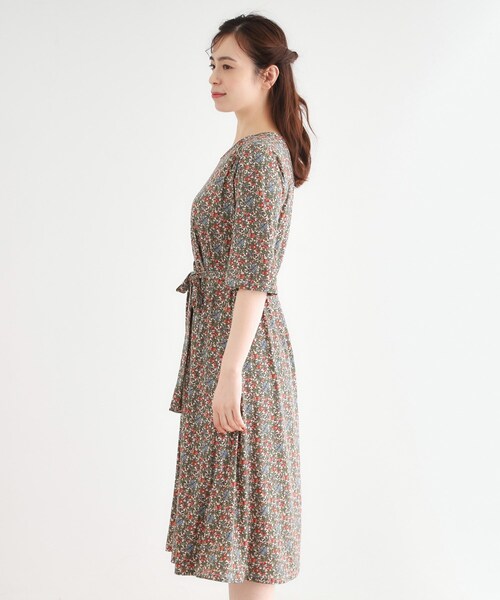 LAURA ASHLEY(ローラアシュレイ)の「【大好評!WEB限定/5分袖/洗える/ジャージ素材/M-LL3サイズ】アイレソン柄ワンピース(ワンピース・レディース・ベージュ系/チャコール・38/40/42)」の5枚目の写真