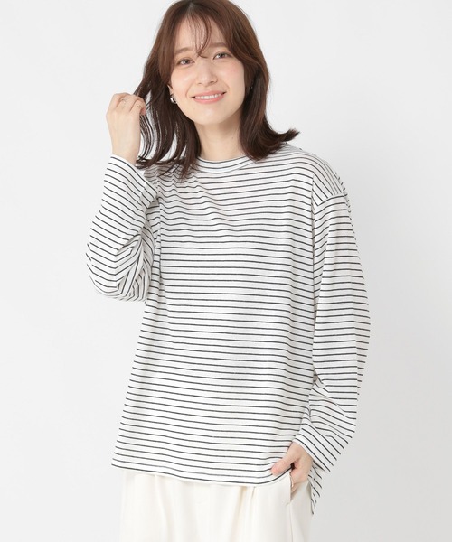 studio CLIP（スタディオクリップ）の「アソートシャドーボーダースラブプルオーバー（Tシャツ/カットソー・レディース・その他1/ライトグリーン/オフホワイト/その他2・FREE）」の19枚目の写真