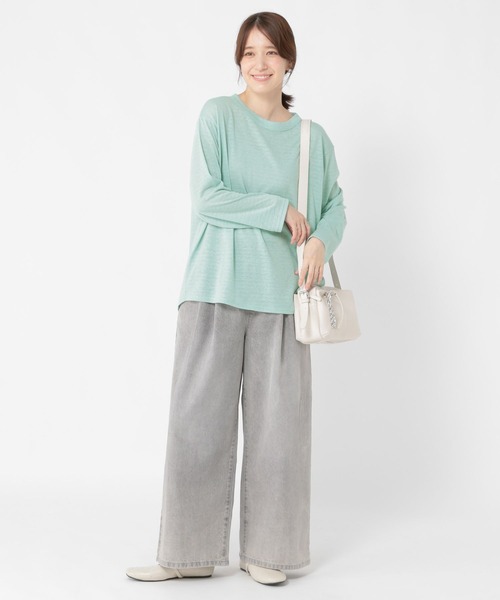 studio CLIP（スタディオクリップ）の「アソートシャドーボーダースラブプルオーバー（Tシャツ/カットソー・レディース・その他1/ライトグリーン/オフホワイト/その他2・FREE）」の6枚目の写真