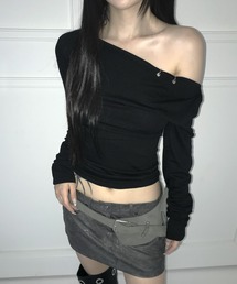 THEAIRTOWN(WGA^E)triple piercing drape top(TVc/Jbg\[)