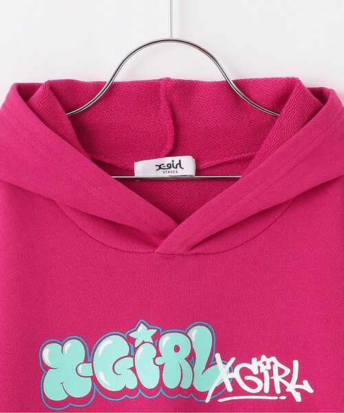 X-girl Stages（エックスガールステージス）の「【人気商品再入荷】【直営店で取り扱い無し】落書きグラフィティパーカ（パーカー・キッズ・トップグレー/スモークピンク/ブラック・110cm/120cm/100cm/140cm/130cm）」の5枚目の写真