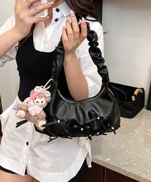 リボン×ギャザーハンドバッグ