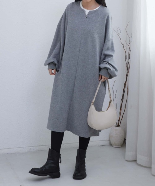 MAISON DE THERESE(メゾン ド テレーズ)の「ルーズシルエット スウェットワンピース(ワンピース・レディース・ブラック/グレー/ベージュ/ホワイト・FREE)」の13枚目の写真