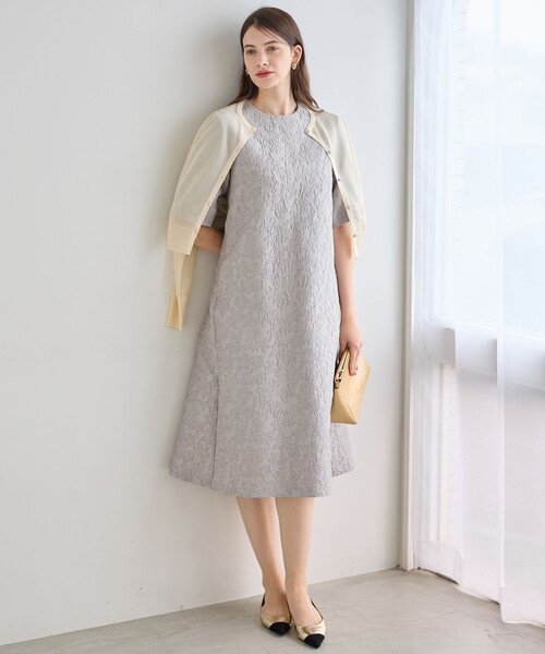 23区(ニジュウサンク)の「【APPLAUDIR】フラワージャカード ドレス(ドレス・レディース・ライトグレー系/ブラック系・44/46/48)」の10枚目の写真