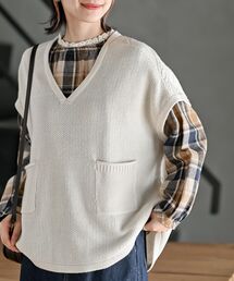 rps（アールピーエス）の「オーバーサイズ柄編みニットベスト（ベスト）」