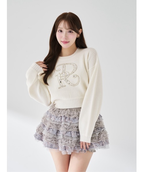 匿名発送 ♡ Darich / DRビジューボリュームリブニットトップス GRY DRビジューボリュームリブニットトップス（ニット/セーター