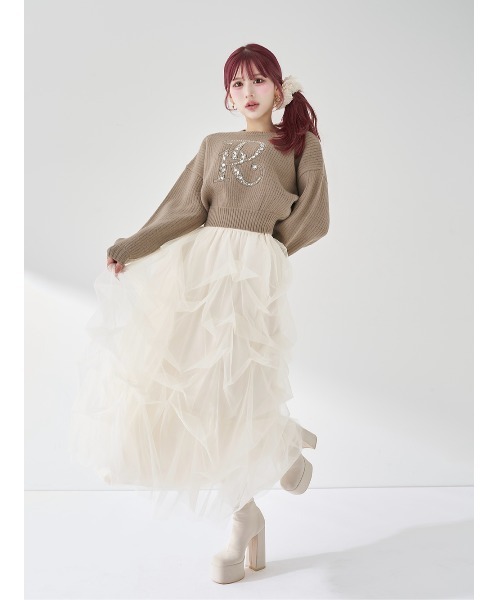 DRビジューボリュームリブニットトップス（ニット/セーター