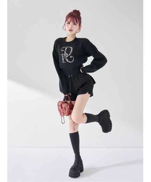 DRビジューボリュームリブニットトップス（ニット/セーター