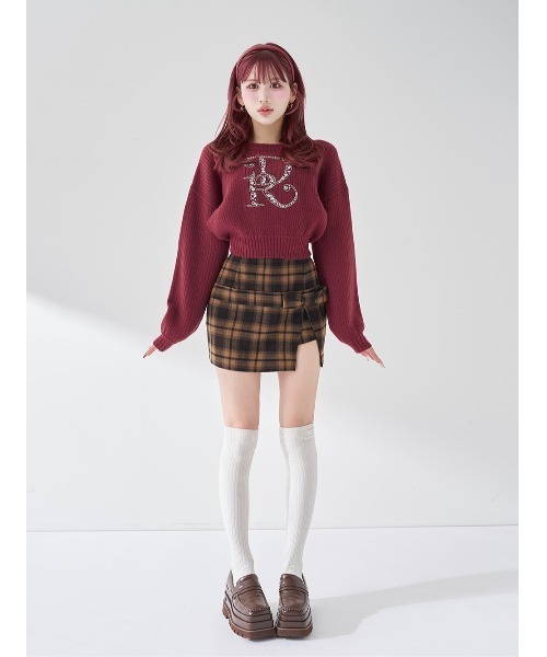 匿名発送 ♡ Darich / DRビジューボリュームリブニットトップス GRY DRビジューボリュームリブニットトップス（ニット/セーター