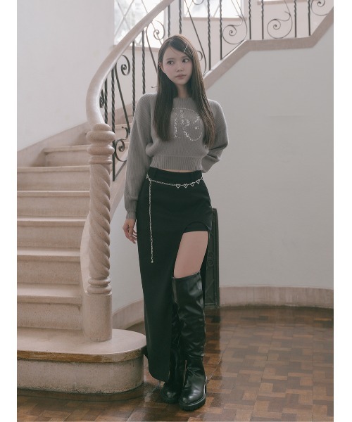 Darich（ダーリッチ）の「DRビジューボリュームリブニットトップス（ニット/セーター・レディース・ピンク/ホワイト/ベージュ/レッド/グレー/ブラック・FREE）」の10枚目の写真