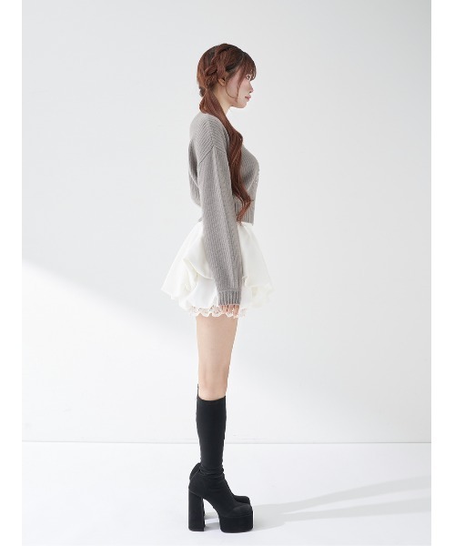 Darich（ダーリッチ）の「DRビジューボリュームリブニットトップス（ニット/セーター・レディース・ピンク/ホワイト/ベージュ/レッド/グレー/ブラック・FREE）」の12枚目の写真