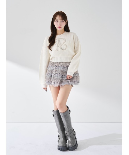 Darich DRビジューボリュームリブニットトップス GRY DRビジューボリュームリブニットトップス（ニット/セーター