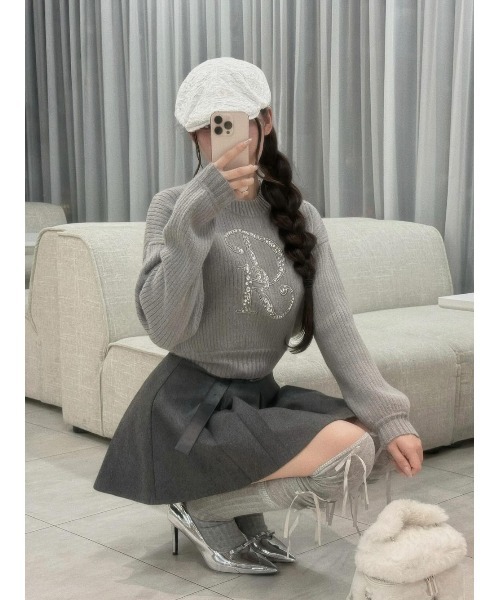 DRビジューボリュームリブニットトップス（ニット/セーター