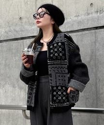 パッチワーク」に該当するノーカラージャケットファッション通販