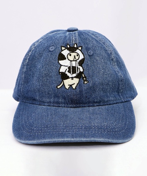 ScoLar(スカラー)の「653332:牛ネコ刺繍デニムキャップ(キャップ・レディース・ブラック/ブルー/サックスブルー系・フリ-)」の11枚目の写真