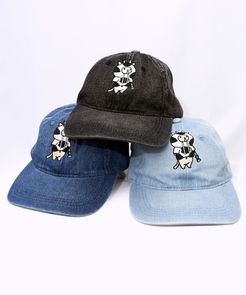 ScoLar(スカラー)の「653332:牛ネコ刺繍デニムキャップ(キャップ・レディース・ブラック/ブルー/サックスブルー系・フリ-)」の22枚目の写真