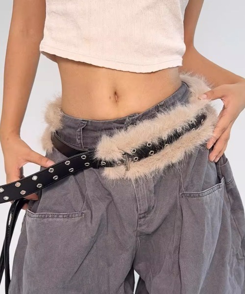 A'GEM/9 × .kom 『.KOM/ドットケーオーエム』 Grommet & Faux Fur Belt