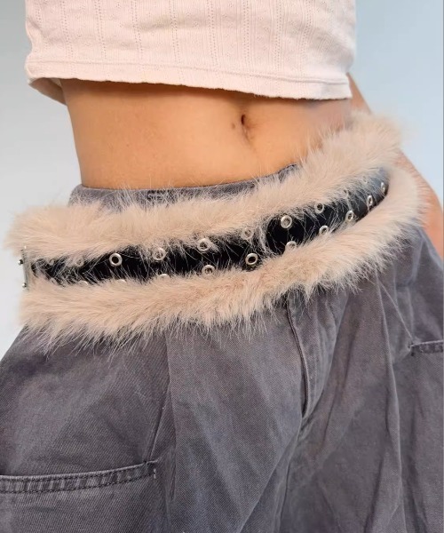 A'GEM/9 × .kom 『.KOM/ドットケーオーエム』 Grommet & Faux Fur Belt