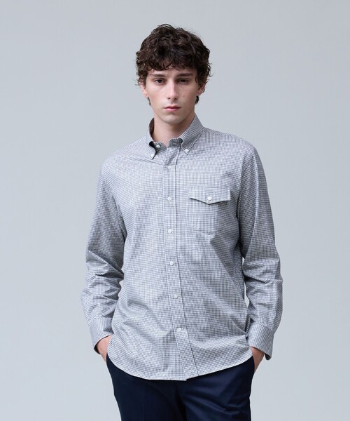 J.PRESS(ジェイプレス)の「【KANEMASA JERSEY】ネルジャージータッターソール シャツ / B.D.(シャツ/ブラウス・メンズ・ブラウン系3/ホワイト系3/ネイビー系3・X-LARGE/LARGE/MEDIUM)」の1枚目の写真