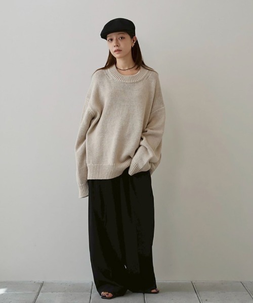 TODAYFUL（トゥデイフル）の「Roundhem Linen Knit（ニット/セーター・レディース・ブラック/ナチュラル・FREE）」の15枚目の写真