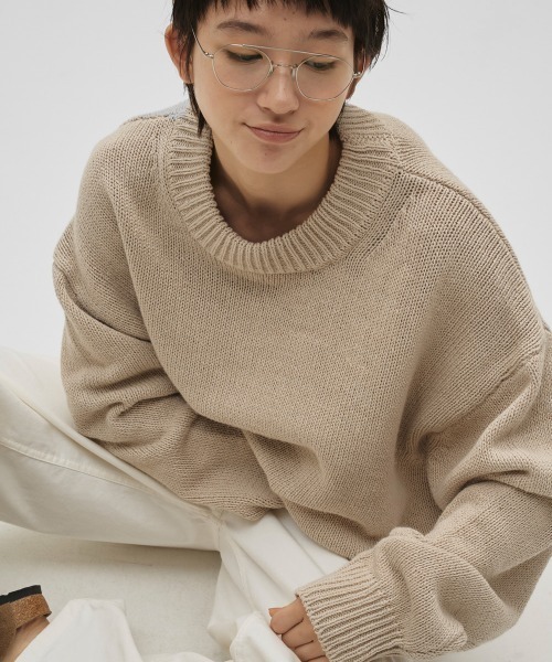 TODAYFUL（トゥデイフル）の「Roundhem Linen Knit（ニット/セーター・レディース・ブラック/ナチュラル・FREE）」の7枚目の写真