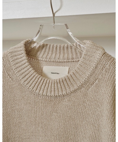 TODAYFUL（トゥデイフル）の「Roundhem Linen Knit（ニット/セーター・レディース・ブラック/ナチュラル・FREE）」の10枚目の写真