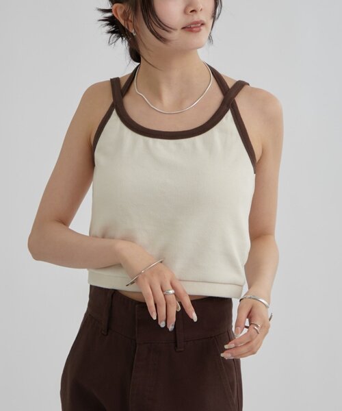 C*l様 d.i.a. カップ付きキャミ セール】カップ付き 配色キャミ（キャミソール）｜mystic