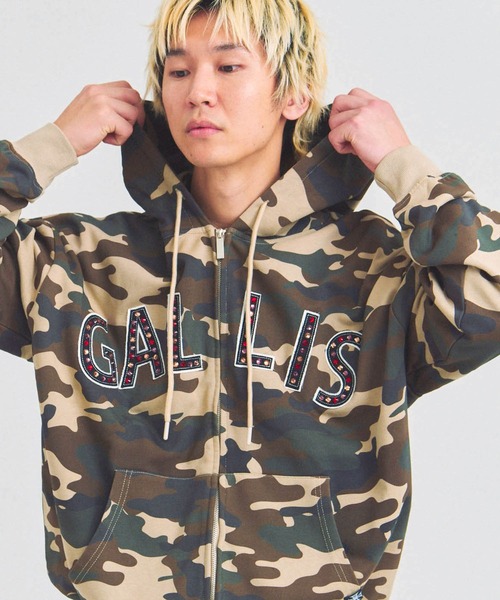 GALLIS ADDICTION（ガリスアディクション）の「GA STONE 柄ZIP HOODIE（パーカー・メンズ・レオパード/カモフラージュ・L/M）」の2枚目の写真
