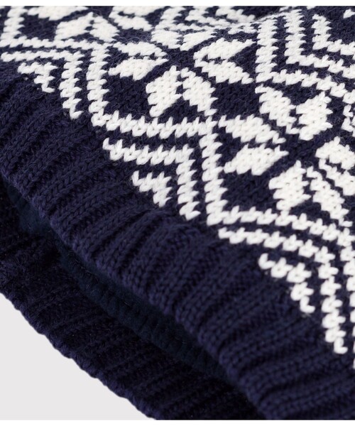 PETIT BATEAU（プチバトー）の「ニットキャップ（ニットキャップ/ビーニー・キッズ・ホワイト×ブルー・18MONTH/36MONTH）」の2枚目の写真