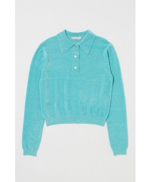 MOUSSY（マウジー）の「VELOUR TOUCH ニットポロ（ニット/セーター・レディース・ライトブルー/ライトイエロー/チャコールグレー・FREE）」の2枚目の写真