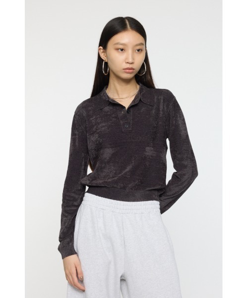 MOUSSY（マウジー）の「VELOUR TOUCH ニットポロ（ニット/セーター・レディース・ライトブルー/ライトイエロー/チャコールグレー・FREE）」の15枚目の写真