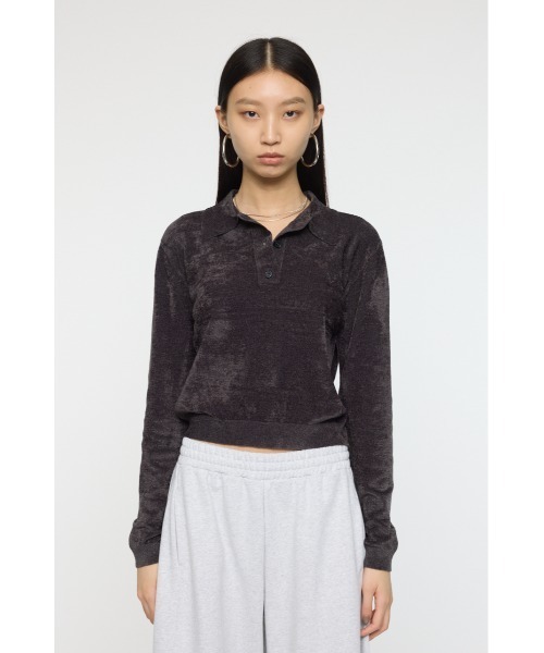 MOUSSY（マウジー）の「VELOUR TOUCH ニットポロ（ニット/セーター・レディース・ライトブルー/ライトイエロー/チャコールグレー・FREE）」の19枚目の写真