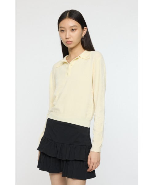 MOUSSY（マウジー）の「VELOUR TOUCH ニットポロ（ニット/セーター・レディース・ライトブルー/ライトイエロー/チャコールグレー・FREE）」の8枚目の写真