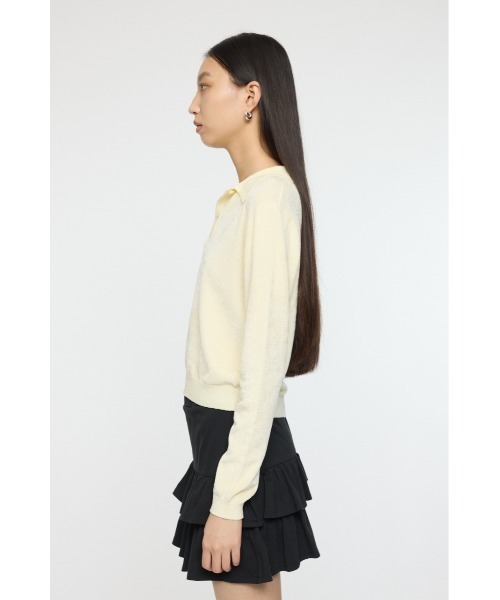 MOUSSY（マウジー）の「VELOUR TOUCH ニットポロ（ニット/セーター・レディース・ライトブルー/ライトイエロー/チャコールグレー・FREE）」の9枚目の写真