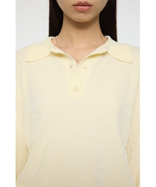 MOUSSY（マウジー）の「VELOUR TOUCH ニットポロ（ニット/セーター・レディース・ライトブルー/ライトイエロー/チャコールグレー・FREE）」の11枚目の写真