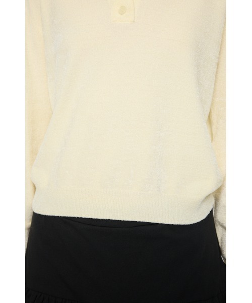 MOUSSY（マウジー）の「VELOUR TOUCH ニットポロ（ニット/セーター・レディース・ライトブルー/ライトイエロー/チャコールグレー・FREE）」の13枚目の写真