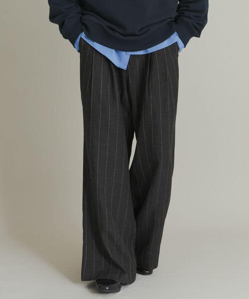 SENSE OF PLACE by URBAN RESEARCH（センスオブプレイスバイアーバンリサーチ）の「ウールタッチストライプワイドフレアパンツ（その他パンツ・メンズ・ブラック/グレー/ブラウン・MEDIUM/LARGE）」の2枚目の写真