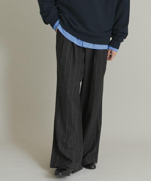 セール】ウールタッチストライプワイドフレアパンツ（その他パンツ