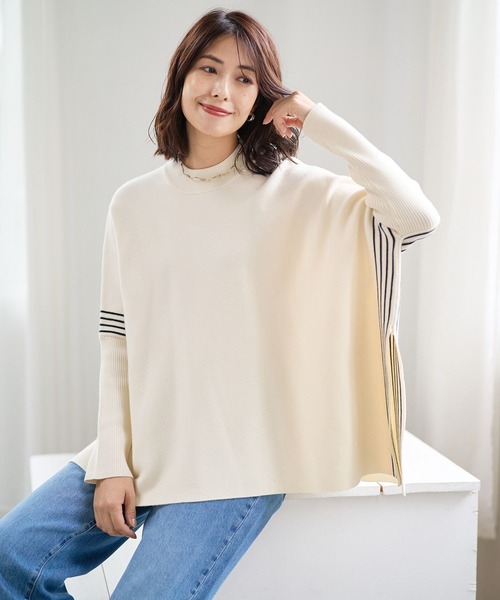 FOUND GOOD(ファウンドグッド)の「ポンチョニット(ポンチョ・レディース・アイボリー/ブラック/グレー系5・L/M/S)」の1枚目の写真