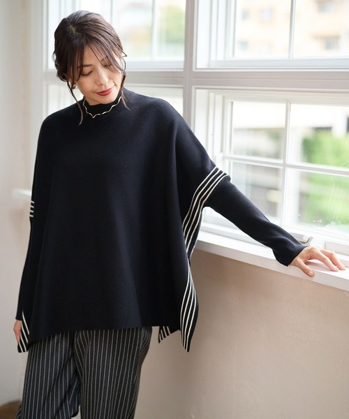 FOUND GOOD(ファウンドグッド)の「ポンチョニット(ポンチョ・レディース・アイボリー/ブラック/グレー系5・L/M/S)」の6枚目の写真