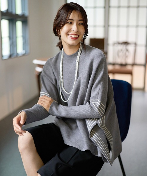 FOUND GOOD(ファウンドグッド)の「ポンチョニット(ポンチョ・レディース・アイボリー/ブラック/グレー系5・L/M/S)」の9枚目の写真