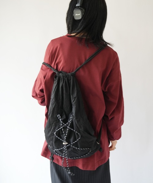 Jelly moo(ジェリームー)の「【 Jelly moo / ジェリームー 】 ドローコード ナイロン ナップサック / パッカブルバッグ(バックパック/リュック・レディース・アイボリー/ブラック/カーキ/グレー/ベージュ/グリーン系その他/ブラック系その他・FREE)」の15枚目の写真