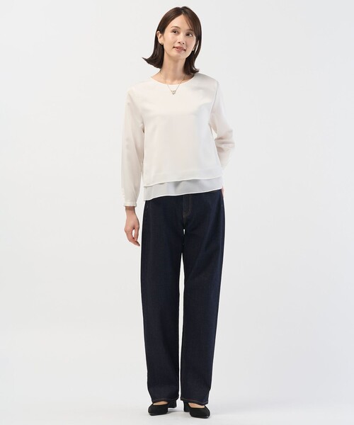 J.PRESS Ladies(J.プレス レディス)の「ハンマーサテン カットソー(Tシャツ/カットソー・レディース・ホワイト系/ライトグレー系・SMALL)」の5枚目の写真