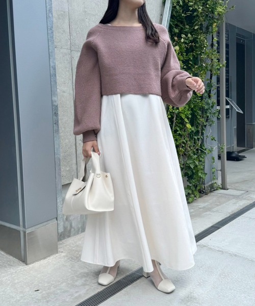 one after another NICE CLAUP(ワンアフターアナザーナイスクラップ)の「マルチウェイニットセットワンピース(ワンピース・レディース・グレー系/ベージュ系/ピンク系・SMALL/MEDIUM/LARGE)」の18枚目の写真