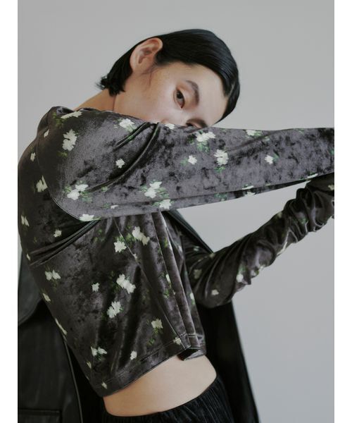 MIESROHE（ミースロエ）の「短丈ベロアトップス（Tシャツ/カットソー・レディース・ブラウン/ブラック/イエロー・F）」の2枚目の写真