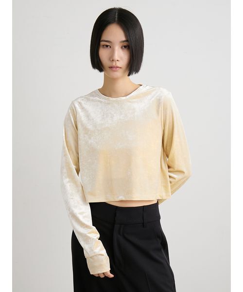 MIESROHE（ミースロエ）の「短丈ベロアトップス（Tシャツ/カットソー・レディース・ブラウン/ブラック/イエロー・F）」の8枚目の写真