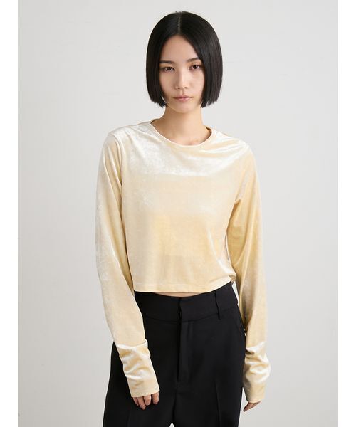 MIESROHE（ミースロエ）の「短丈ベロアトップス（Tシャツ/カットソー・レディース・ブラウン/ブラック/イエロー・F）」の9枚目の写真