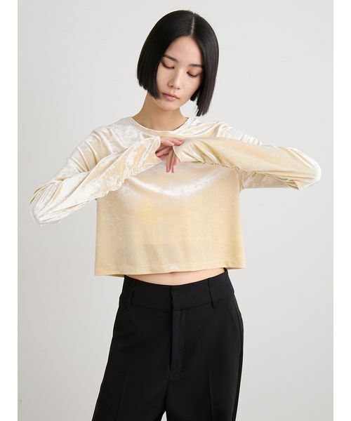 MIESROHE（ミースロエ）の「短丈ベロアトップス（Tシャツ/カットソー・レディース・ブラウン/ブラック/イエロー・F）」の10枚目の写真