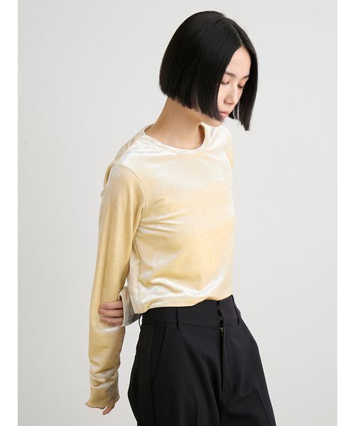 MIESROHE（ミースロエ）の「短丈ベロアトップス（Tシャツ/カットソー・レディース・ブラウン/ブラック/イエロー・F）」の12枚目の写真